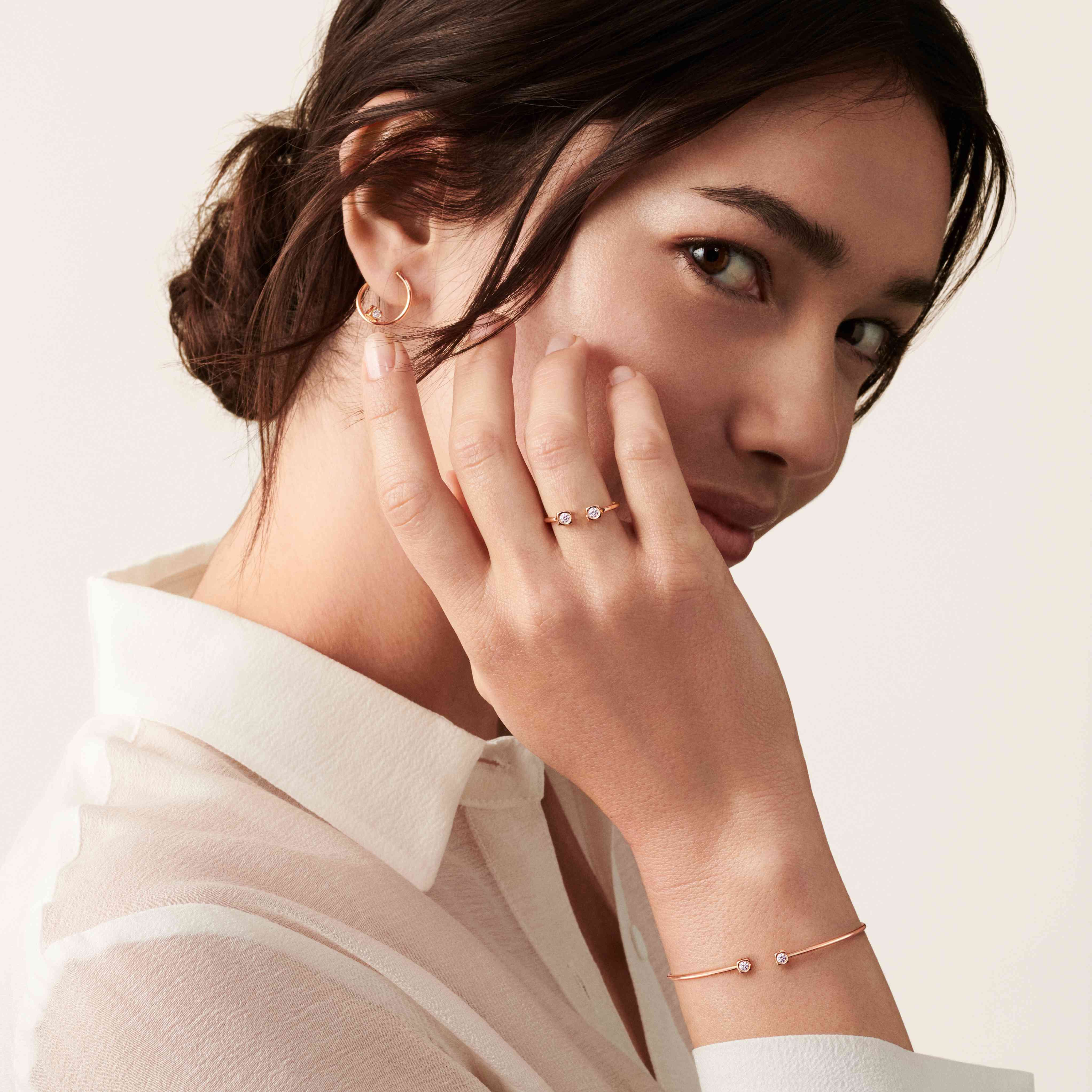 Le Cube Diamant Small Rose Gold and Diamond Bangle Dinh Van 308215